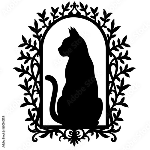 black and white cat frame, vector, cat, frame, illustration, silhouette, design, border, floral, black, art, animal, ornament, flower, decoration, Halloween, pattern, vintage, pet, decor, element, swi