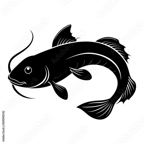 Simple Yoyo Loach Fish Silhouette Vector Design Isolated on White