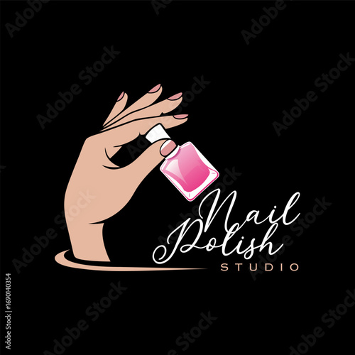Nail Polish Logo Design Template for Nail Saloon Business.