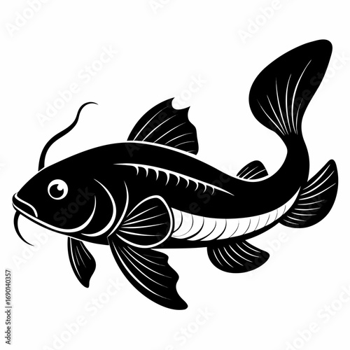 Simple Yoyo Loach Fish Silhouette Vector Design Isolated on White