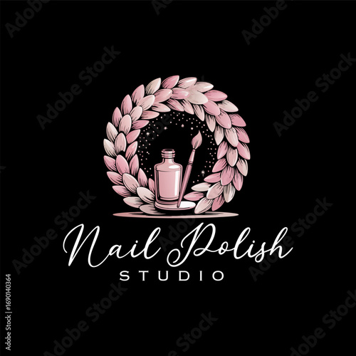 Nail Polish Logo Design Template for Nail Saloon Business.