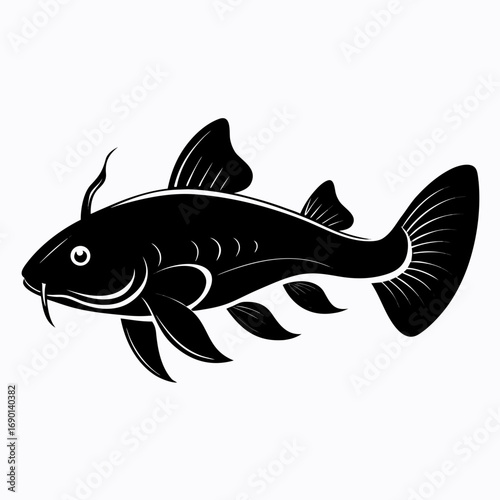 Simple Yoyo Loach Fish Silhouette Vector Design Isolated on White