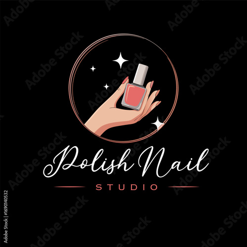 Nail Polish Logo Design Template for Nail Saloon Business.