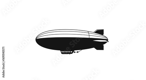 Classic Black and White Airship Illustration.