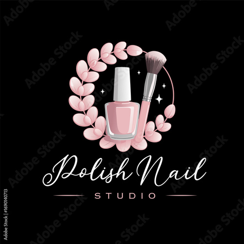 Nail Polish Logo Design Template for Nail Saloon Business.