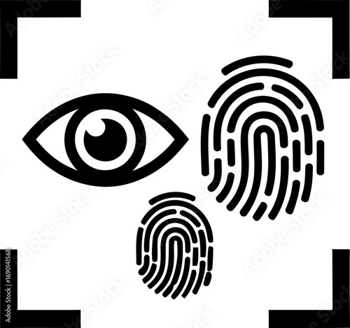 Eye fingerprint scan security identification icon symbol