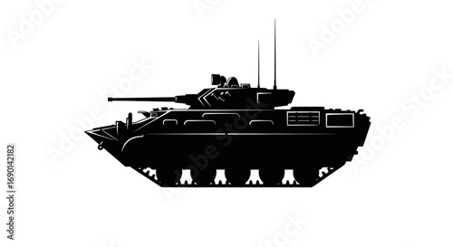 Silhouette of a Bradley Fighting Vehicle with Cannon and Antennas.