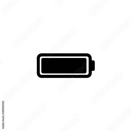 A black battery icon with a small terminal on the right side, set against a white background.