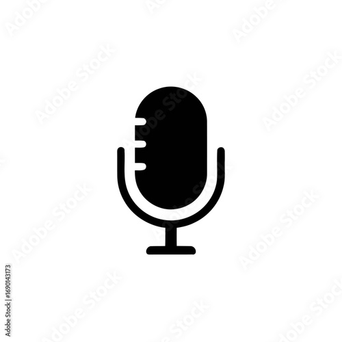 Simple black microphone icon, broadcasting, recording, audio, communication.