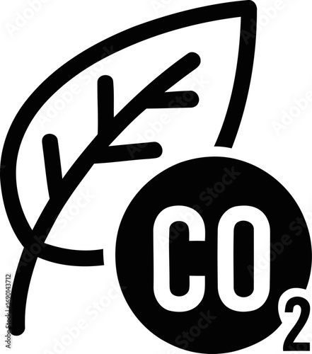 Green leaf and co2 symbol clean simple icon