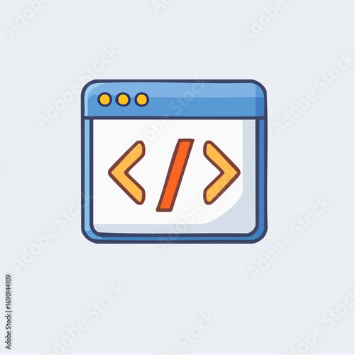 Simple Illustration Of Computer Window With Code