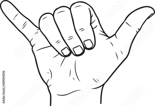 Hand Making Shaka Sign Gesture fingers