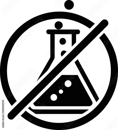 Chemical free lab flask icon clean science symbol