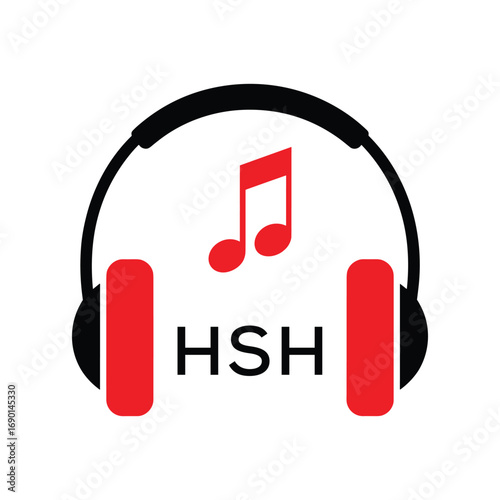 HSH Headphone  Company logo. HSH Music logo design for entrepreneur and business. HSH best Branding icon.
