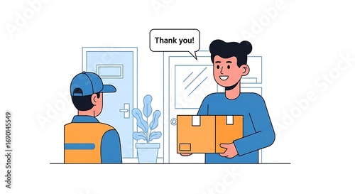 Delivery man handing over package to customer.