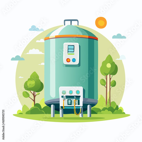 Illustration Of A Modern Water Heater In A Park Setting
