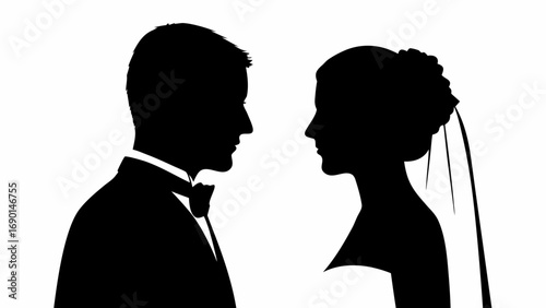 Romantic Couple Silhouette Illustration