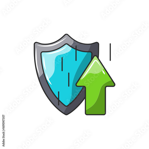 Shield Up Icon, Upgrade Security Outline