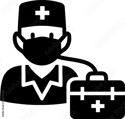 Doctor with medical kit icon health care professional symbol