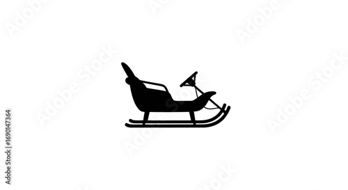 Black Silhouette of a Modern Steerable Snow Sled.