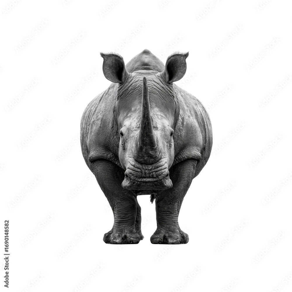 Obraz premium Majestic White Rhinoceros Black and White Portrait