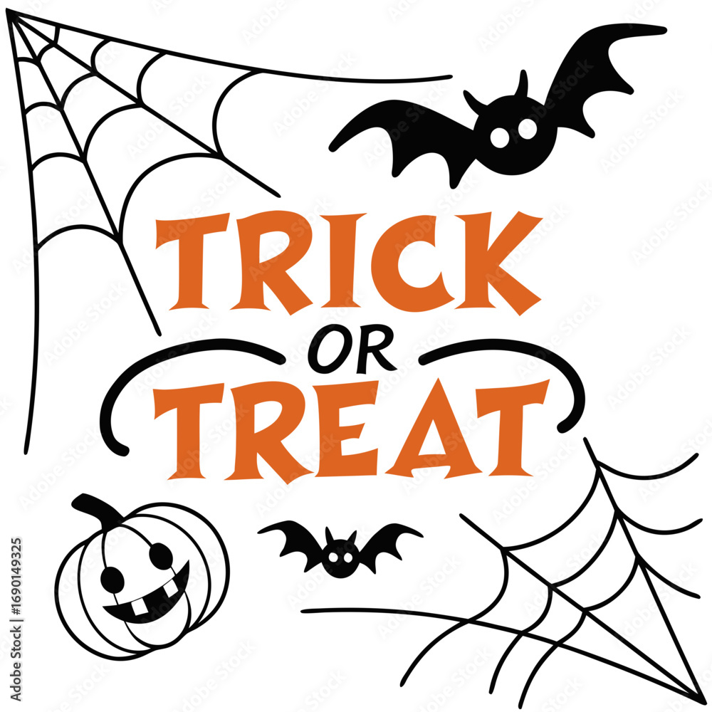 Obraz premium Vector art of Trick or Treat banner, with white background
