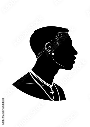 Stylized Silhouette of a Man Wearing Jewelry