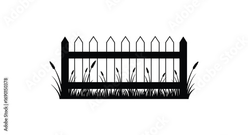 a simple black and white illustration of a picket fence