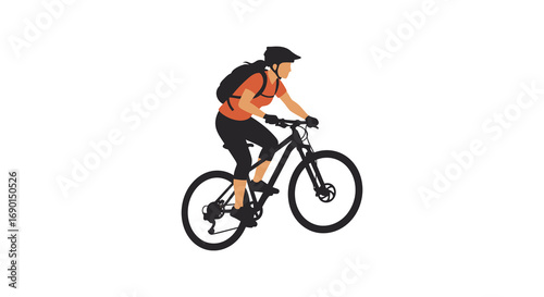 a cyclist riding mountain bike through rugged terrain