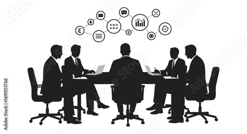business people discussing ideas around conference table