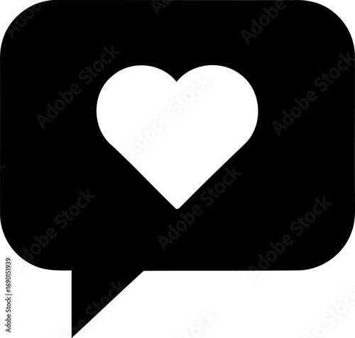 Heart chat bubble icon simple love message symbol