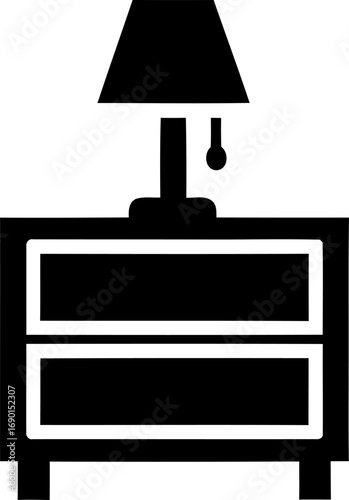 Simple nightstand with lamp icon furniture home decor element