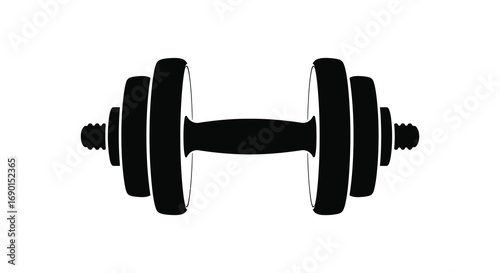 a simple black silhouette of a dumbbell weight