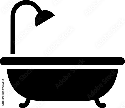 Simple bathtub and shower icon clean design