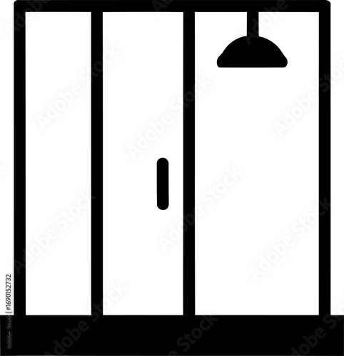 Modern shower stall icon simple line art bathroom element