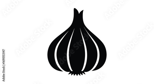 a black silhouette of an onion on white background