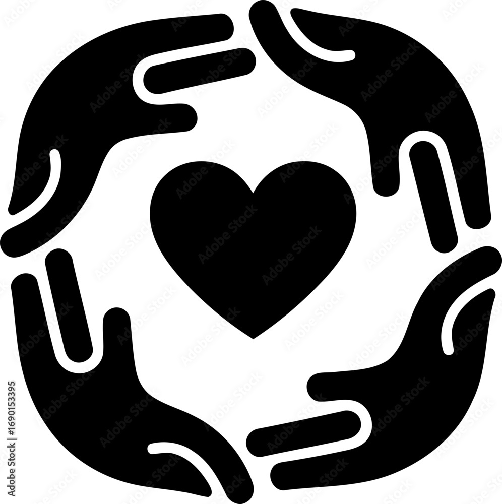 Obraz premium Caring hands circle around heart symbol love support unity