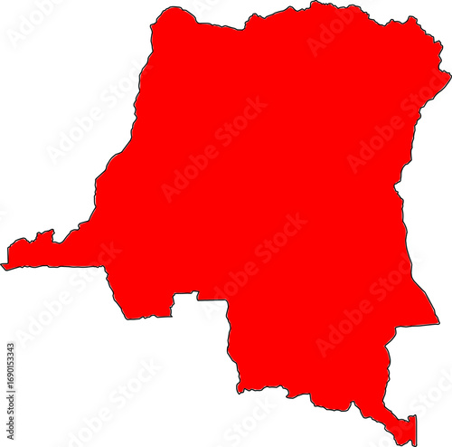 A clean, minimalist, and blank outline map of the Democratic Republic of Congo in a bold red color. It's ideal for eye-catching presentations, reports, or data visualization.

