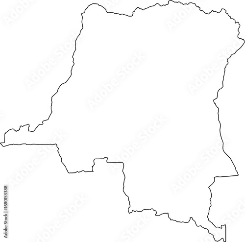 A clean, minimalist, and blank outline map of the Democratic Republic of Congo. Ideal for professional presentations, reports, or as a simple graphic for any project.

