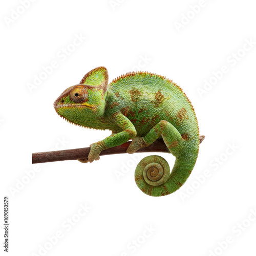 Veiled Chameleon on Branch - Exotic Reptile Close-Up