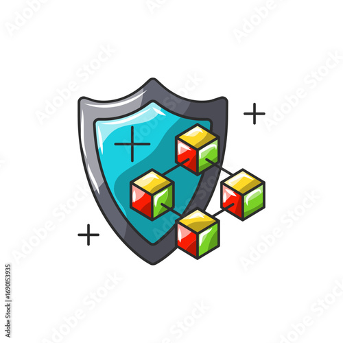 Shield Crypto Icon, Blockchain Security Outline