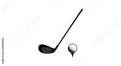a golf club and ball on tee ready for play
