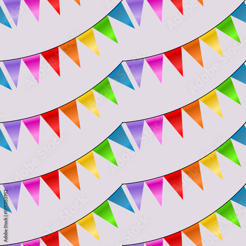 Seamless rainbow bunting flags pattern festive celebration vector graphic scalable eps illustration