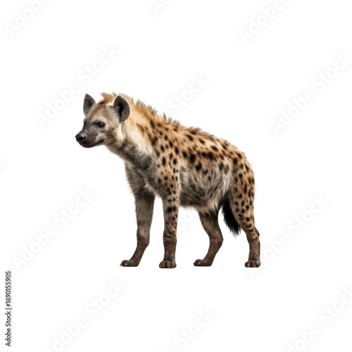 Spotted Hyena Standing Profile on Black Background - Wildlife Photography