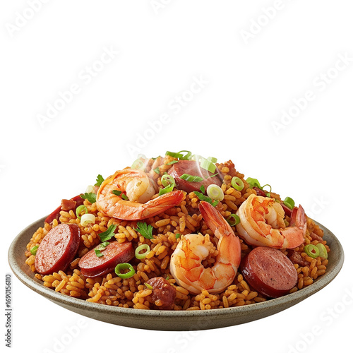 Shrimp stir fry dish isolated on transparent background