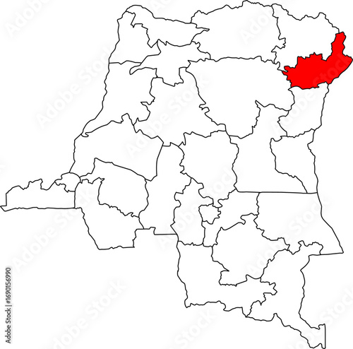 A clean, professional vector map of the Democratic Republic of the Congo with the Ituri province highlighted. Great for presentations, reports, and visualizing regional data.

