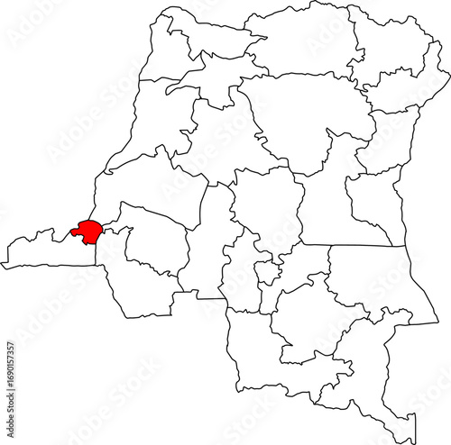 A clean, professional vector map of the Democratic Republic of the Congo with the Kinshasa city-province highlighted. Great for presentations, reports, and visualizing regional data.

