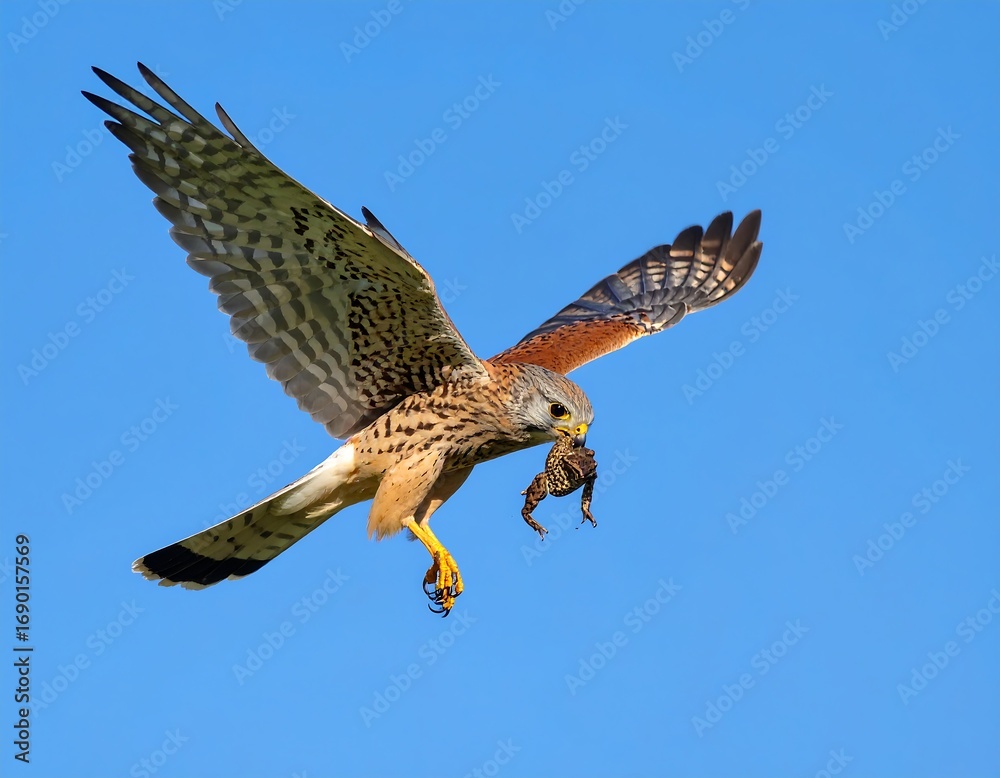 Fototapeta premium Raptor in flight with prey