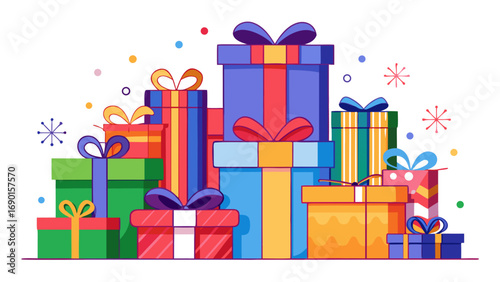 Vector art of pile of colorful gift boxes for special occasion