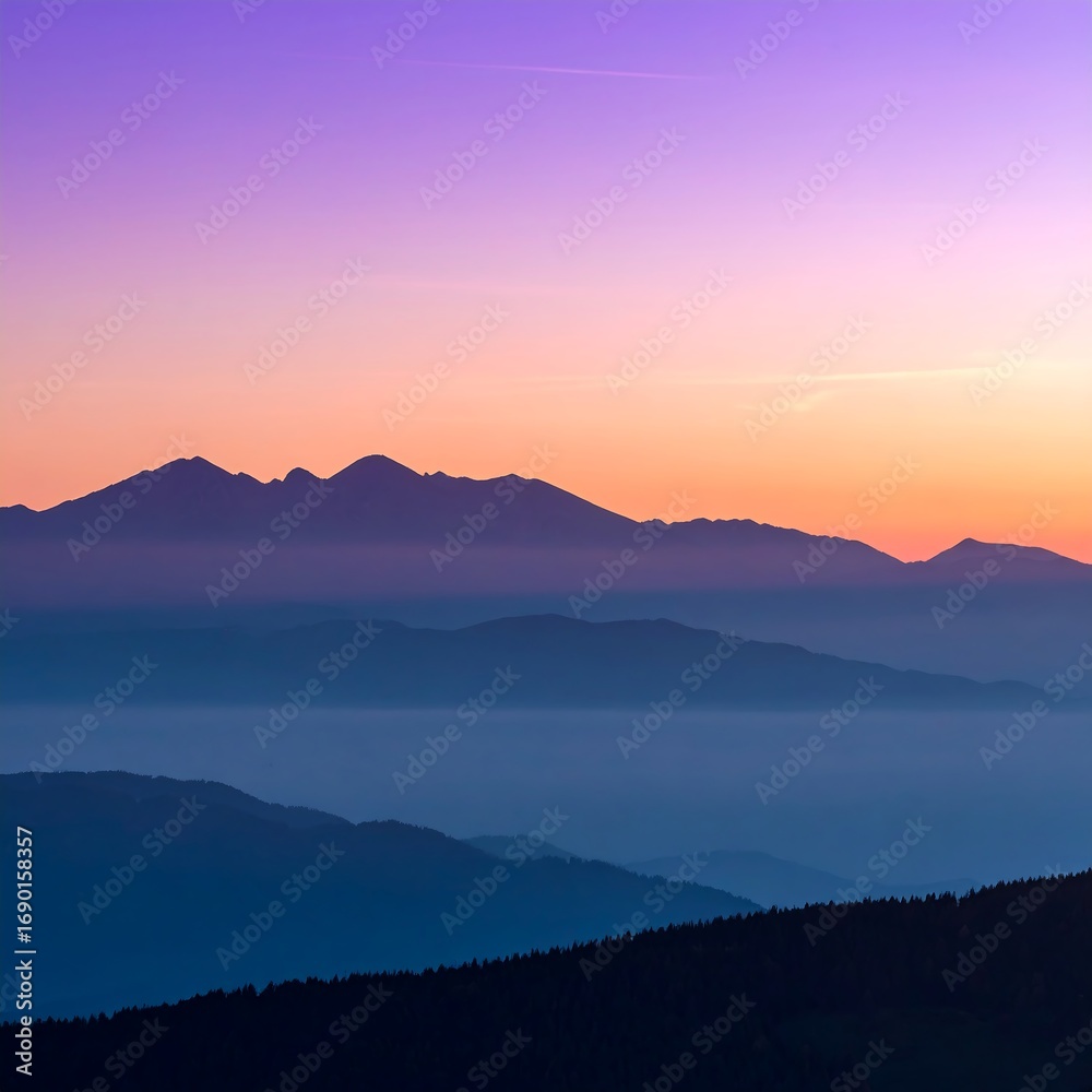 Fototapeta premium Mountain range at sunrise